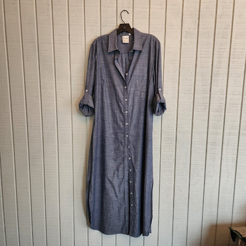 Finley Large 100% Cotton Gray Button Shirtdress - Picture 4 of 7
